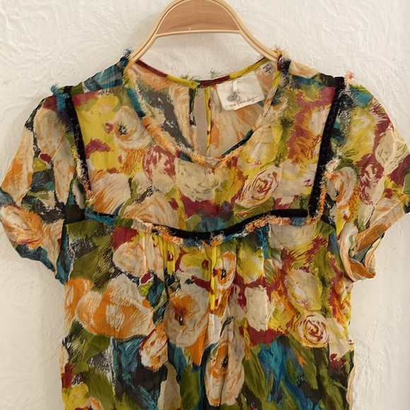 ONE FINE DAY Women's Sheer Floral Roses Pullover Blouse Size S - Picture 2 of 7